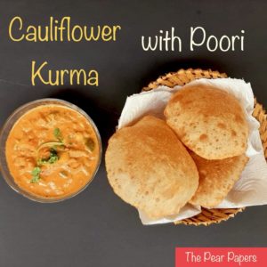 Cauliflower kurma with poori